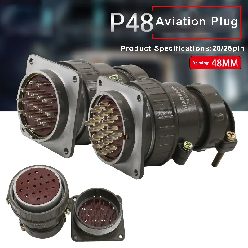

P48 20pin 26pin Aviation Connector Plug Socket P48K5Q P48K6Q 48MM Round Connectors for Automation Equipment
