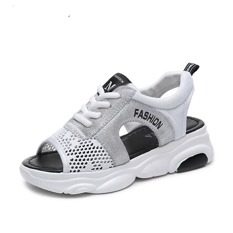 

Brand Fashion Women Sandals For 2019 Summer Breathable Shopping Ladies Walking Shoes Woman Black White Platform Sandal Shoes