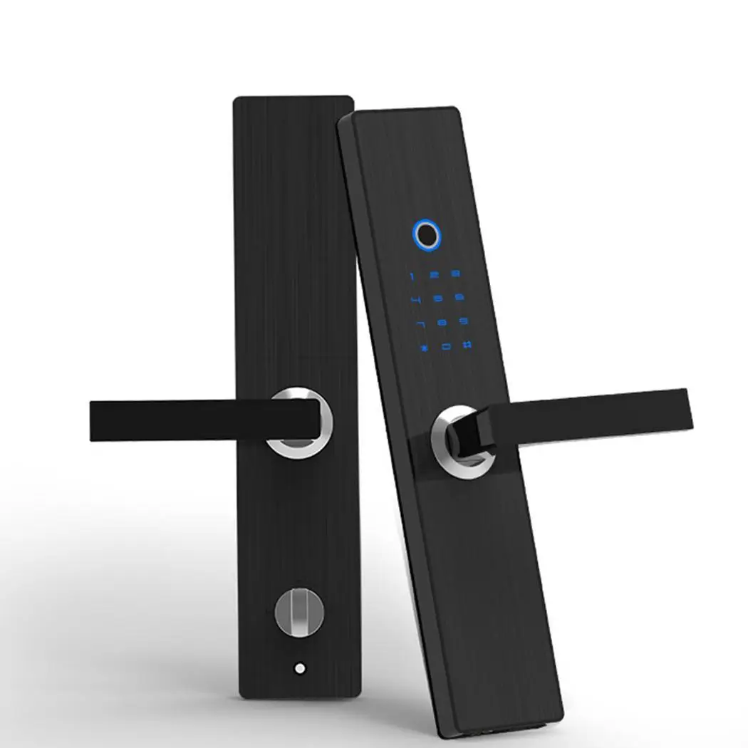 

General Smart Door Lock Fingerprint Touch Password Micro USB Anti-theft Home Black Security