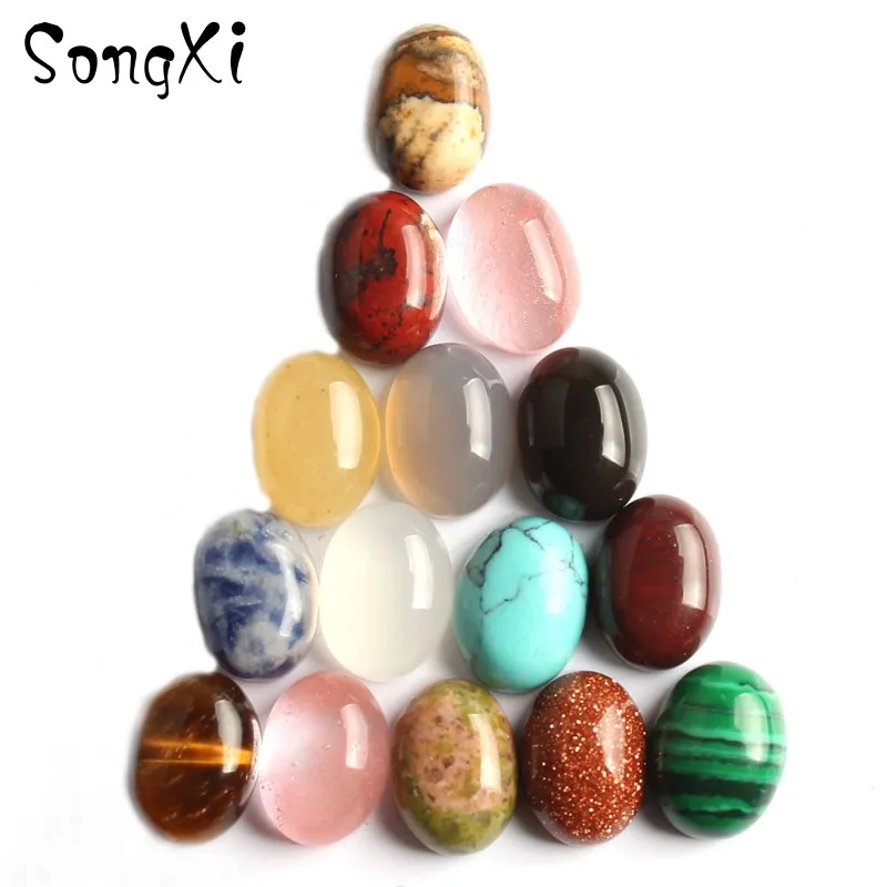 

20pcs/lot Oval CAB CABOCHON Beads Mixed Natural Stone Beads For Jewelry Making Diy Jewelry Clothes Accessories 6*8mm Wholesale