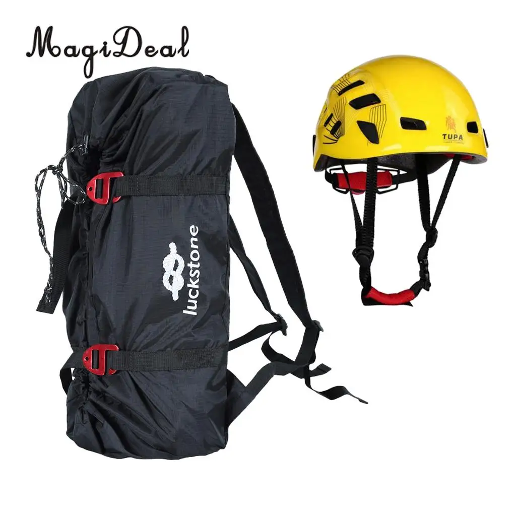 MagiDeal Folding Rock Climbing Arborist Caving Rigging Rescue Rope Cord Carry Bag Gear Backpack Ground Sheet + Safety Helmet