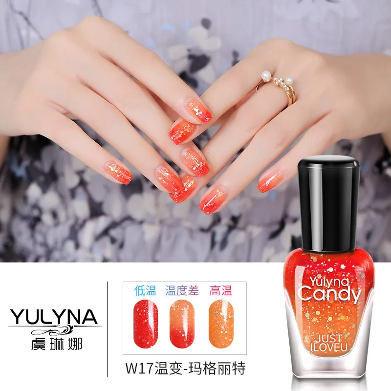 

YULINA Thermal Nail Polish Temperature Color Changing Water-based Nail Varnish Shimmer Nail Lacquer Long Lating Quick Drying