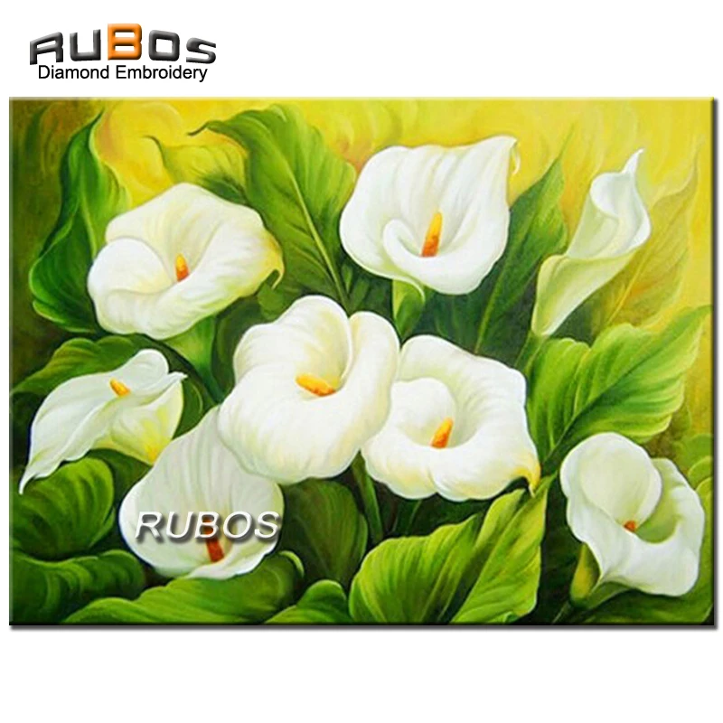 RUBOS DIY 5D Calla lily flowers needlework diamond embroidery diamond painting diamond mosaic Rubik's Cube complete sticker sale (1)