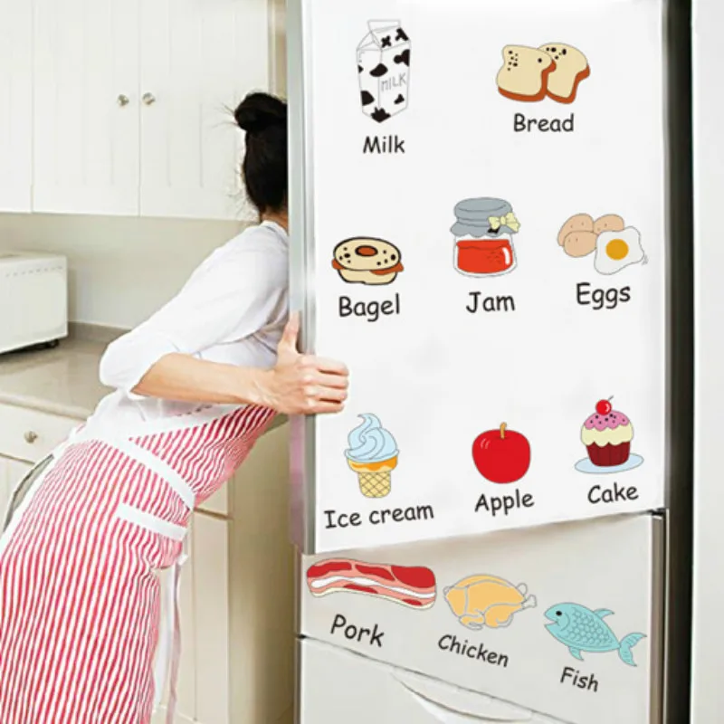 Cartoon Kitchen Refrigerator Door Stickers Decorative Stickers Food Fruit Removable Wall Sticker
