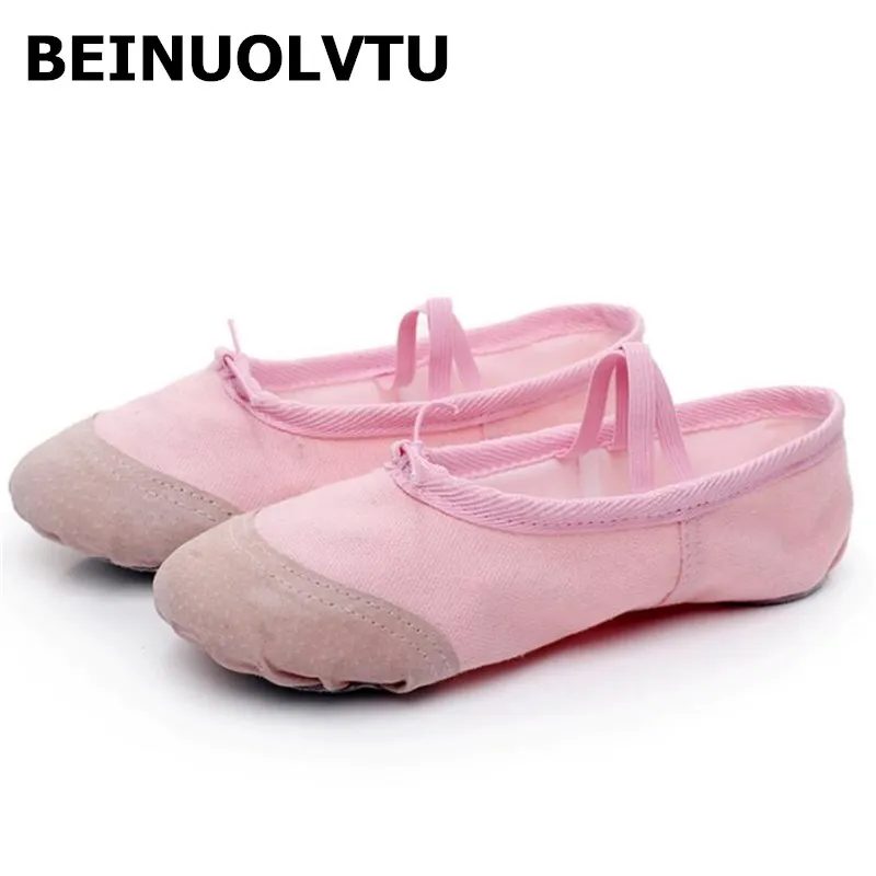 Beinuolvtu Soft Ballet shoes indoor dance trainers Suede Leather Soles
