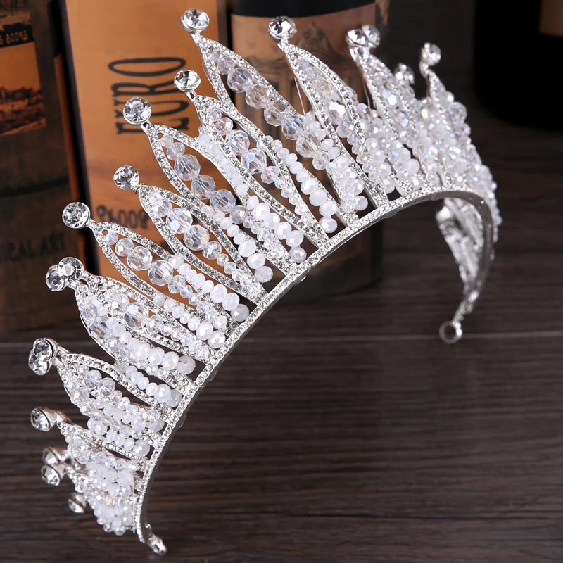

Wedding Rhinestone Bride Tiara Crown Headdress Hair Wear Crystal Wedding Hair Accessories Handmade Hair Jewelry Women's Ornament