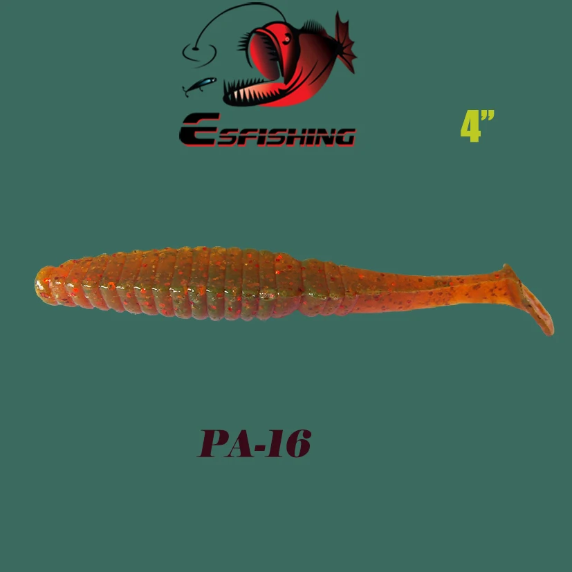 Рыболовная приманка Esfishing, мягкая червь, тагге, 100 мм, 6 шт., 7,2 г, пластиковая силиконовая приманка, Черный Гольян, кренкбейт, карп, снасть, блестящий джиг - Цвет: PA16