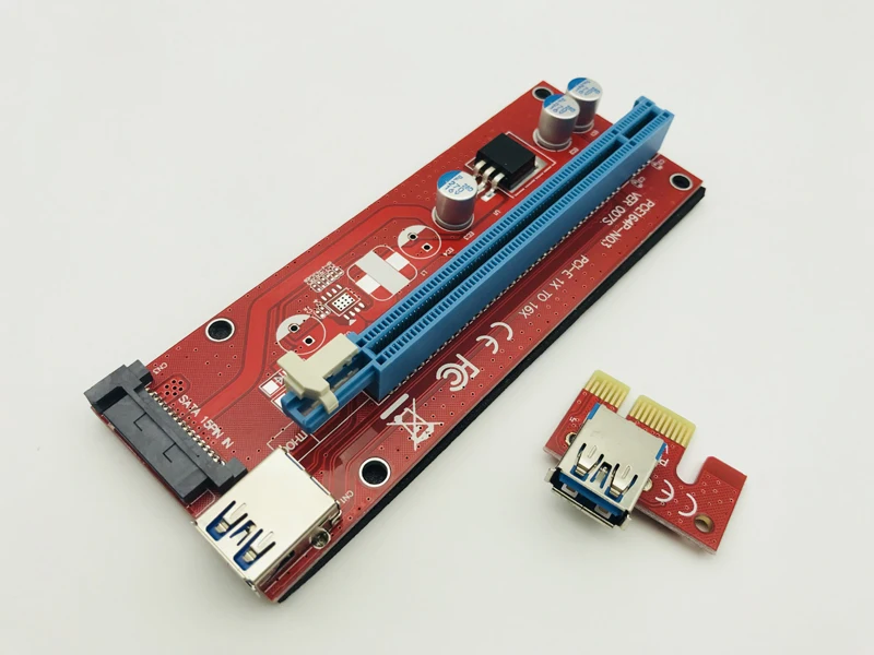 Красный 60 см PCIE PCI Express 1x к 16x Riser Card USB 3 0 кабель SATA питания 007 для Биткоин майнинга BTC