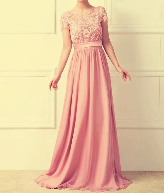 C Lace Bridesmaid Dress 2016 New Arrival Long C Lace Bridesmaid Dress 2016 New Arrival Long Blush Pink Scoop Short Sleeves