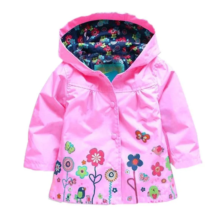 Девушки с длинным рукавом бурелом девушка цветочный водонепроницаемый куртка ребенок дети куртка с капюшоном