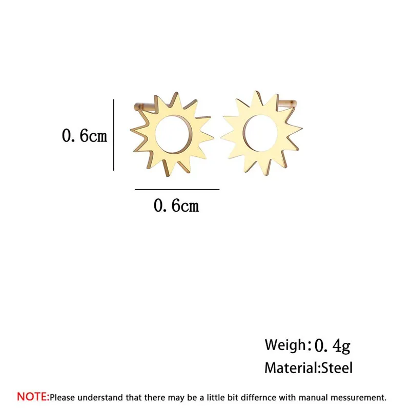 Геометрический Минимальный серьги с дизайном «солнце» Для женщин охватывающая деталь из нержавеющей стали ювелирные изделия аксессуары маленькие серьги-гвоздики с подвеской