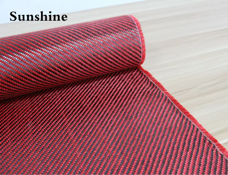 Carbon Aramid Hybrid Fabic Twill Red 185g (5)