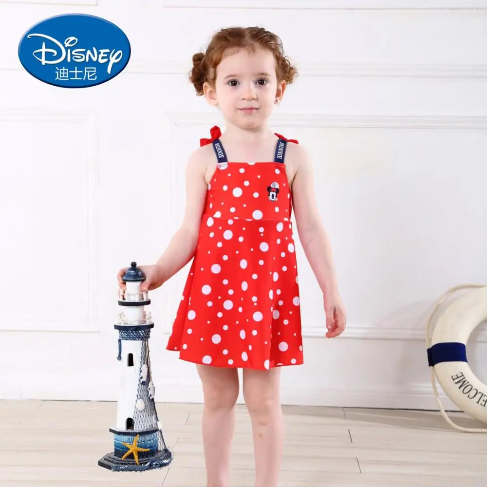 

Disney Girls Swimsuit Cartoon Mickey Mouse Kids Dress dot Swimwear Cute Minnie Mouse Girl Swimsuit
