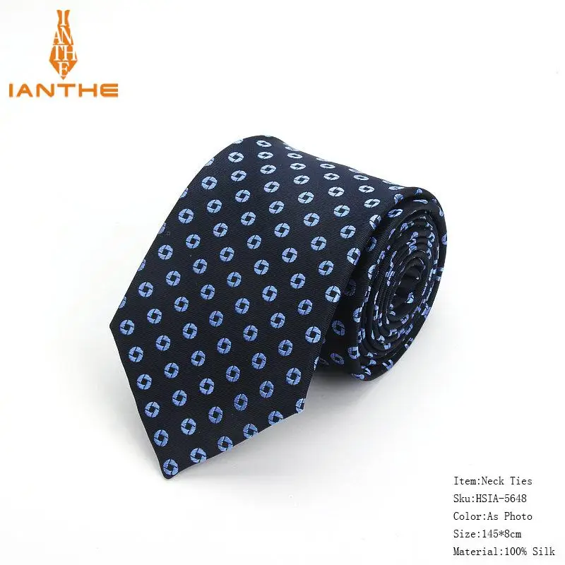 Шелковые галстуки для мужчин, модные классические жаккардовые галстуки в горошек для мужчин, галстуки в синюю морскую полоску, галстук для подарка, вечерние клетчатые галстук для костюма - Color: Photo Color