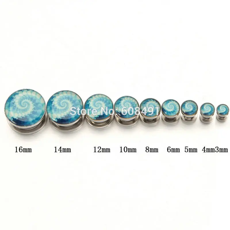 New Blue Flower Ear Expander Plug Stretcher Piercing Gauge Ear Piercing