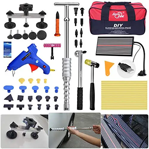 

PDR with Bag Body Silde 65Pcs Lifter Tool Removal Hammer Kits PDR Tools Dent Car Repair LED Board Hail Paintless