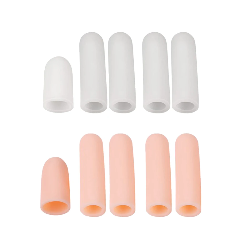10 Pieces Elastic Gel Toe Finger Cap Cover Protective Splint Sleeves Tube Fit for Women Men-Can be Trimmed According Needs