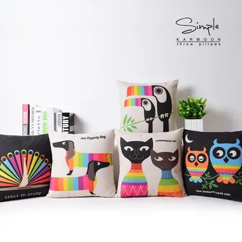 

Nordic colours pillow , Retro Cartoon Lovers pillow cushion ,Linen pillowcase,home decorative Pillows