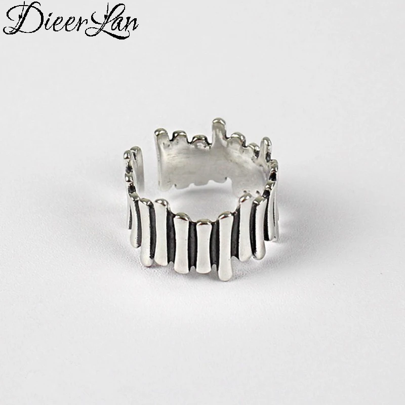 

DIEERLAN Retro Vintage S925 Sterling Silver Irregular Geometric Ring for Women Gift Luxury Jewelry Adjustable Size Antique Rings