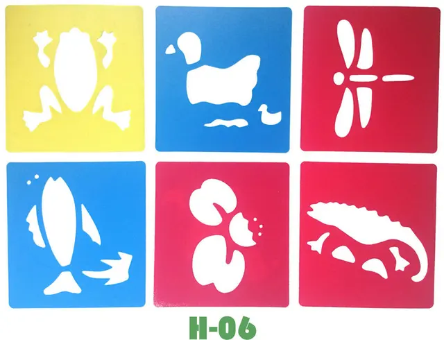 6pcs lot fish crab duck frog drawing template stencil kids art board