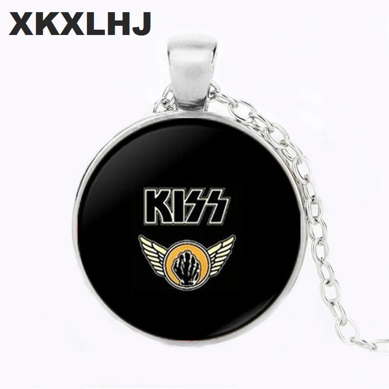 

XKXLHJ Wsryxxsc Design Fashion Glass Crescent Moon Women Necklace Pendants For Women Children Rock Band Kiss