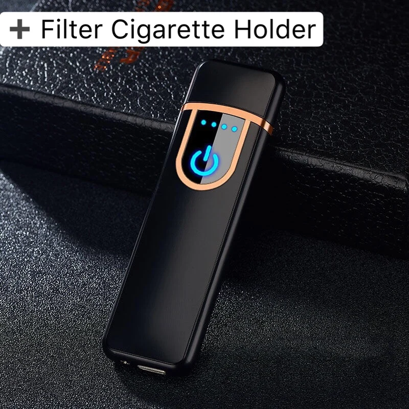 

Men Somking Creative Windproof Electronic USB Cigarette Lighter Fingerprint Touch Screen Personality Lighter Nice Gift