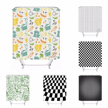 

Bath Curtain For Bathroom Custom Black White Checkerboard Patter Home Decor Shower Curtain Waterproof Fabric Hooks #180417-01-03