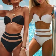 2019 Newly Women High Waist Bikini Set Swimwear Mesh Stitching Beachwear Bathing Suit for Summer ALS88 2019 Newly Women High Waist Bikini Set Swimwear Mesh Stitching Beachwear Bathing Suit for Summer ALS88