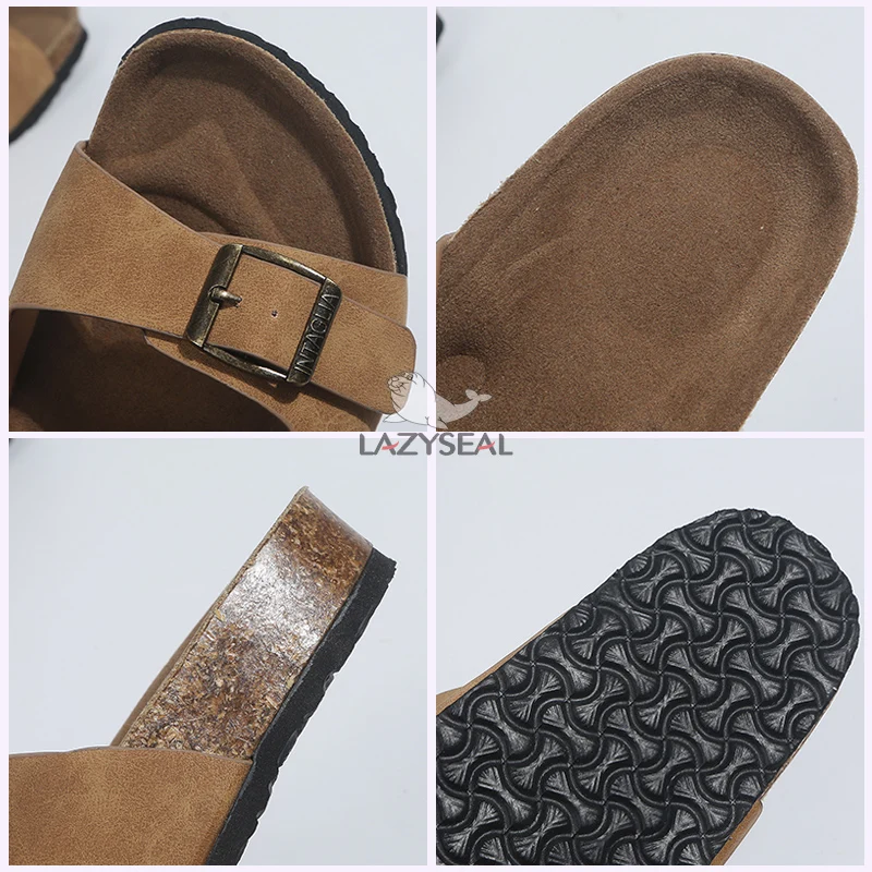 LazySeal/Летняя стильная обувь; женские и мужские сандалии; сандалии на пробковой подошве; Вьетнамки; пляжные шлепанцы на плоской подошве; большой размер 44