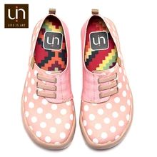UIN/модные мягкие парусиновые туфли на плоской подошве с рисунком; женские дышащие Лоферы без шнуровки; уличная прогулочная обувь с круглым носком; цвет розовый