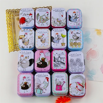

12pcs/lot Cajas Plastico Square Tin Box Beauty Flower Animal Makeup Cosmetic Organizer Small Metal Tea Coin Pill Box Gift Box