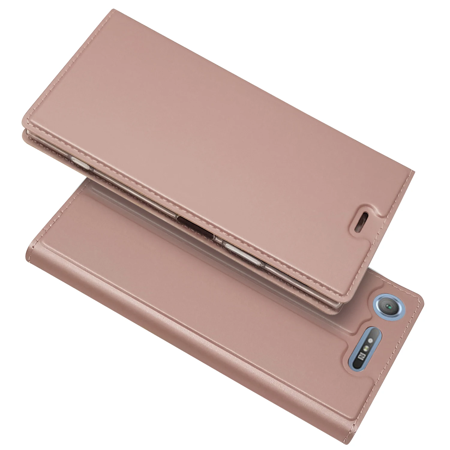 Матовый чехол-кошелек, флип-чехол для sony Xperia XZ1/XZ1, компактный Магнитный адсорбционный чехол для телефона, деловой стиль - Цвет: Pink Gold