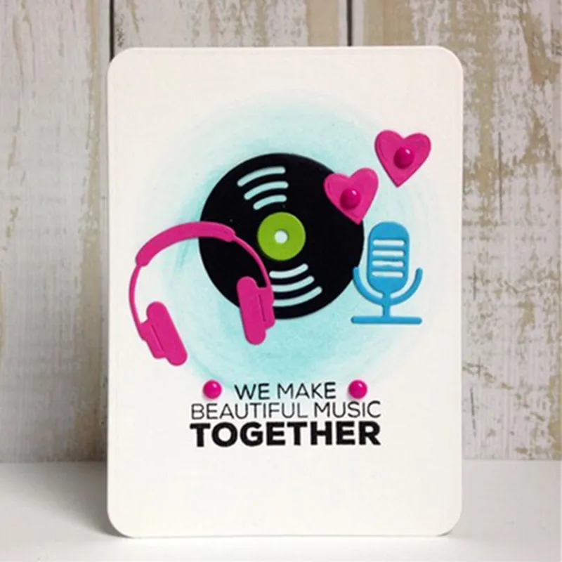 

Music CD Tapes Headset Microphone Set Metal Die Cuts Cutting Dies For DIY Scrapbooking Embossing Cards Decorative Craft New 2018