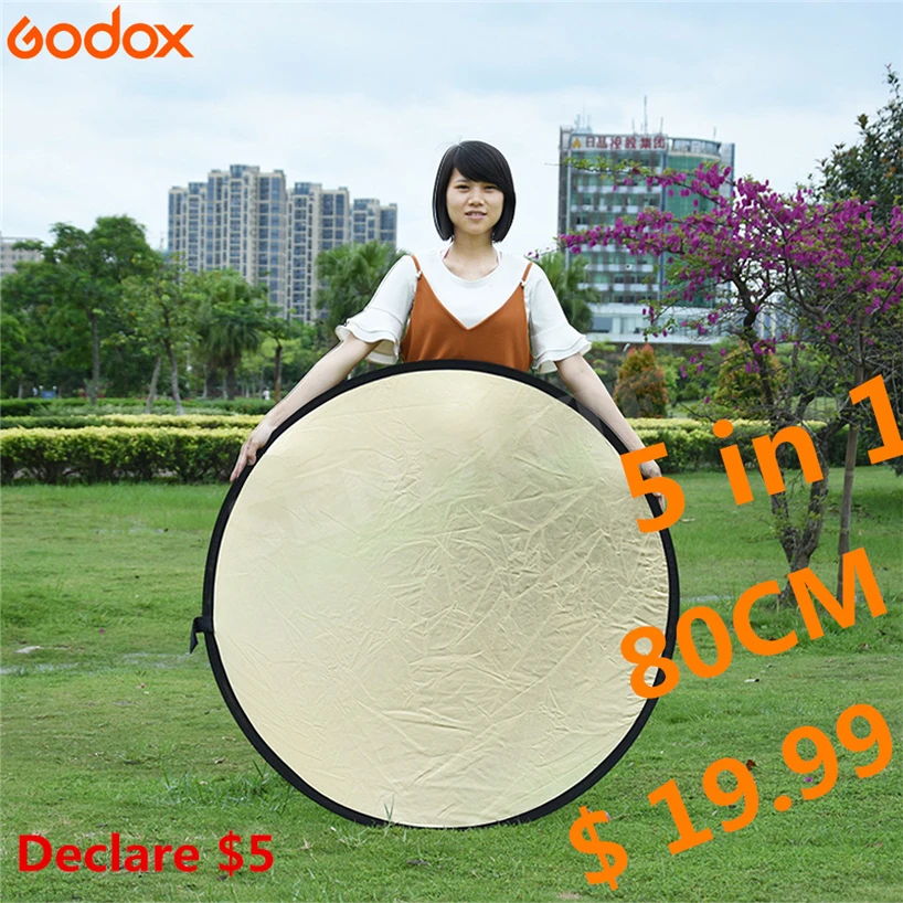 Godox освещения отражатель 5 в 1 Портативный складной диск 80 см Круглый Фото