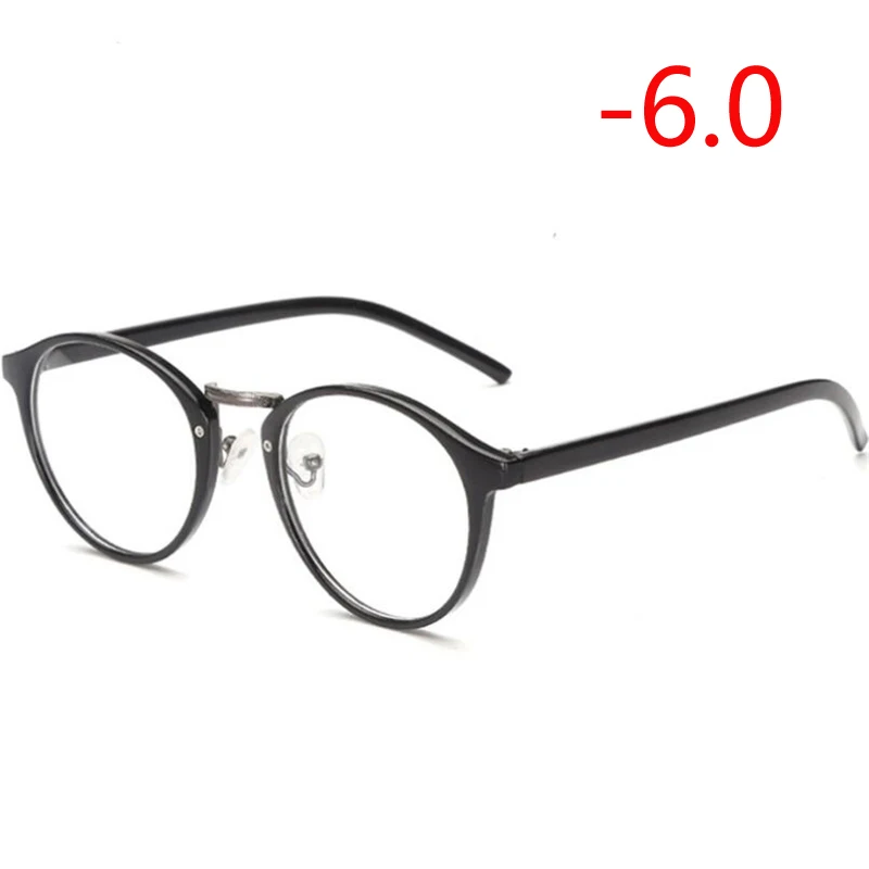 Ретро Круглый глаз очки для мужчин и женщин Ультра светильник близорукость очки готовые-1-1,5-2-2,5-3-3,5-4-4,5-5-6,0 - Цвет оправы: Myopia 600