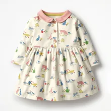 Little maven/платья для девочек с воротником; Модные Вечерние Платья принцессы из хлопка; одежда для детей; сезон весна-осень; детские женские платья