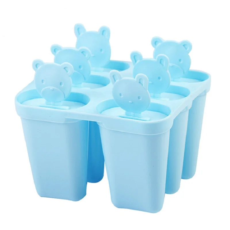 6 шт./компл. инструмент для приготовления мороженного форма для мороженого самодельный лед сливки Форма для выпекания багета медведь поднос кубика льда - Цвет: Blue
