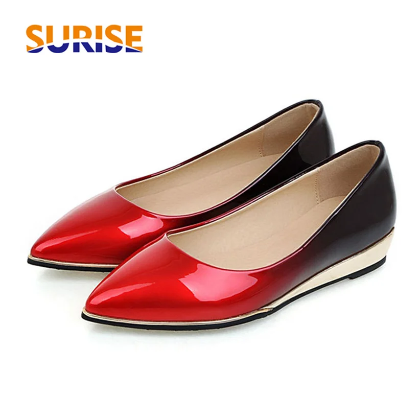 

Big Size Hight Increasing Women Pumps Low Heel Metalic Wedge Pointed Toe Gradient Patent Leather Casual Office Dress Lady Pumps