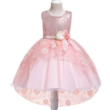 Новинка г.; платье со шлейфом для девочек; платье принцессы с блестками; Детские платья для девочек; детское праздничное платье для свадьбы; для детей от 10 до 12 лет; Прямая поставка
