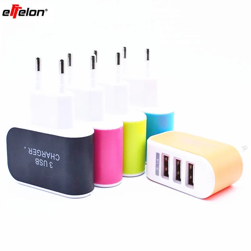 effelon 3 Ports 5V 2A USB Charger Portable Mobile Phone Chargers Travel
