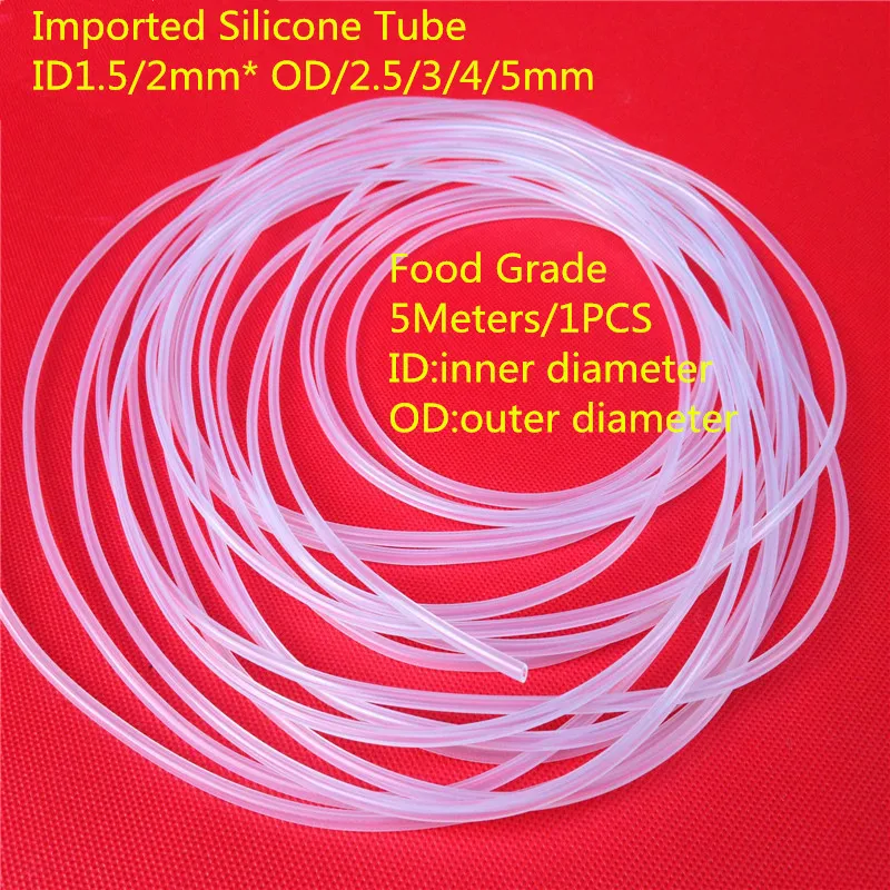 1 шт 5 метров ST002 импортные силиконовые трубки ID1.5/2 мм* OD2.5/3/4/5 мм Водостоки высокого давления Еда Класс капиллярные трубы прозрачный шланг