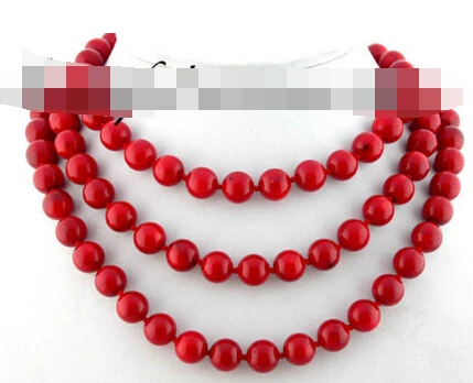 

ddh002419 beautiful 50" 10mm nature round red coral necklace 14KGP 28% Discount