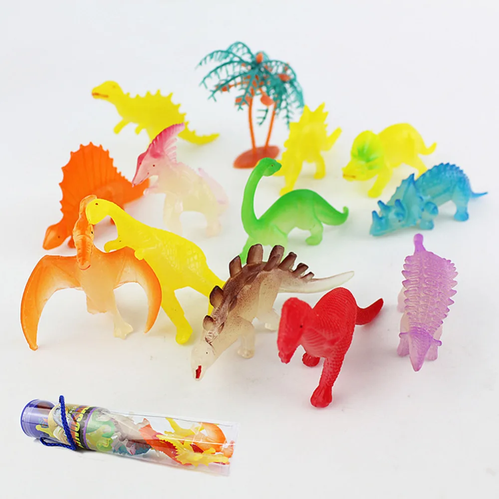 12pcs Mini Luminous Dinosaur Toy Jurassic Noctilucent Dinosaur Model Toys Kids Glow In The Dark Dinosaurs Best Gift for Boys