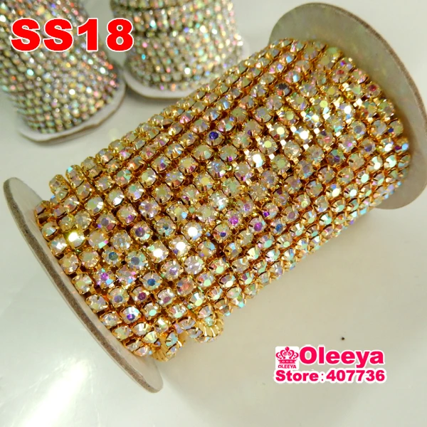 SS18 4.5mm 1Row 10 Yard Crystal AB Close Rhinestone Cup Chain With Gold Base Trimming FOR Garment Accessories Y2274 | Дом и сад