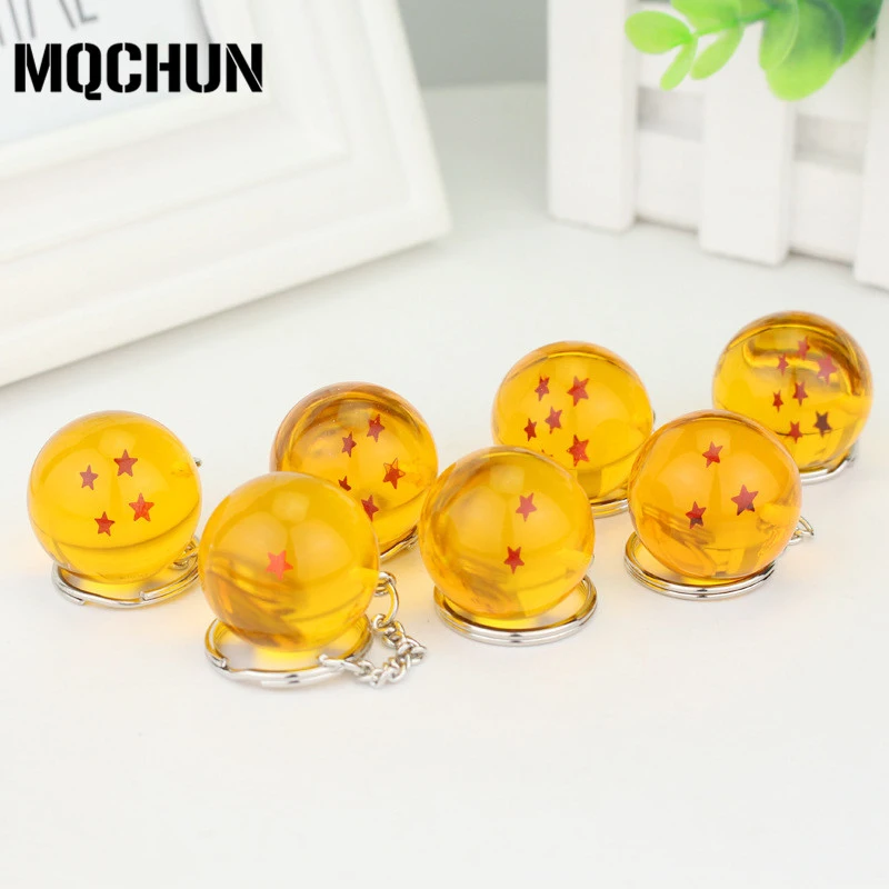 

7 Style Anime Cartoon Dragon Ball Z Keychain DBZ Cosplay Yellow Crystal Balls 1-7 Stars PVC Figure Toys Key Chain Key Ring-50