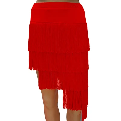 Кисточкой Юбка для танцев латинских танцев костюм для самбы для Для женщин леди бахромой пикантные Salsa короткие платья Женская Одежда для танцев S-5XL - Цвет: Red skirt