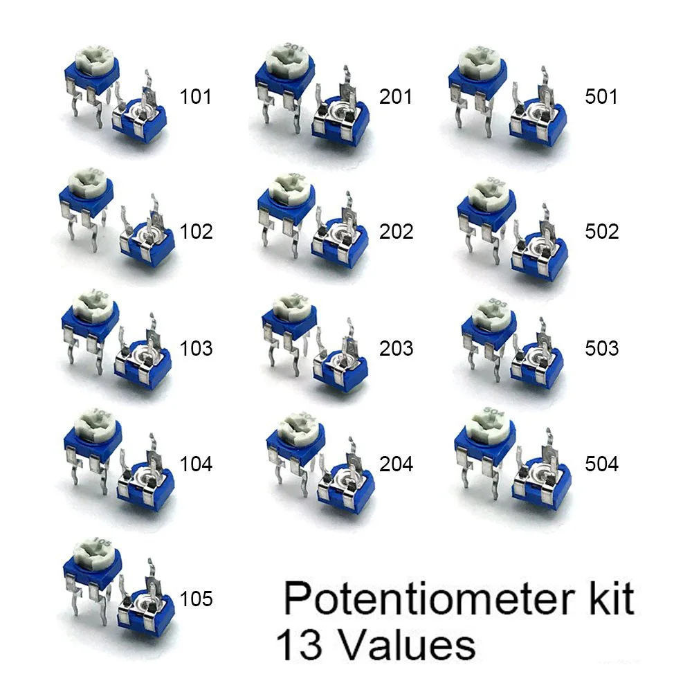 

65pcs Trimming Potentiometer top adjustment 100ohm-1Mohm Variable Resistors Assorted