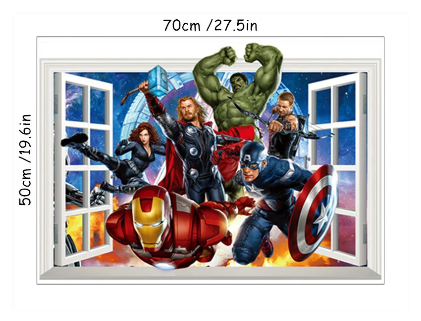 Капитан Америка 3d сломанные виниловые настенные наклейки мстители супергерой Marvel плакат для детской украшения Аниме Обои 70*50 см - Цвет: ZY1465