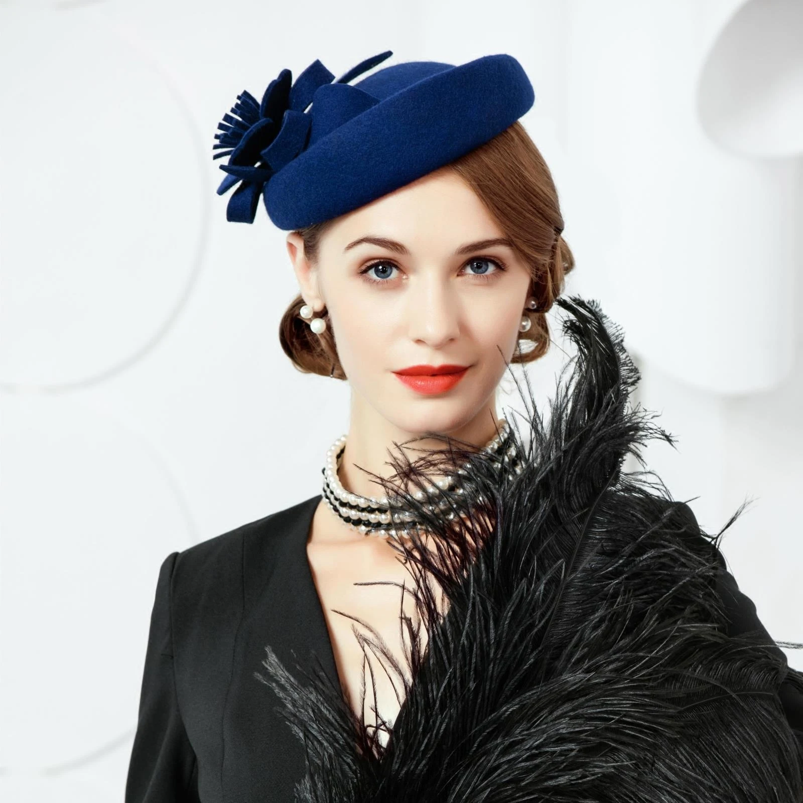 100 Wool Hats Women Elegant Vintage Wedding Cap Ladies Formal Floral