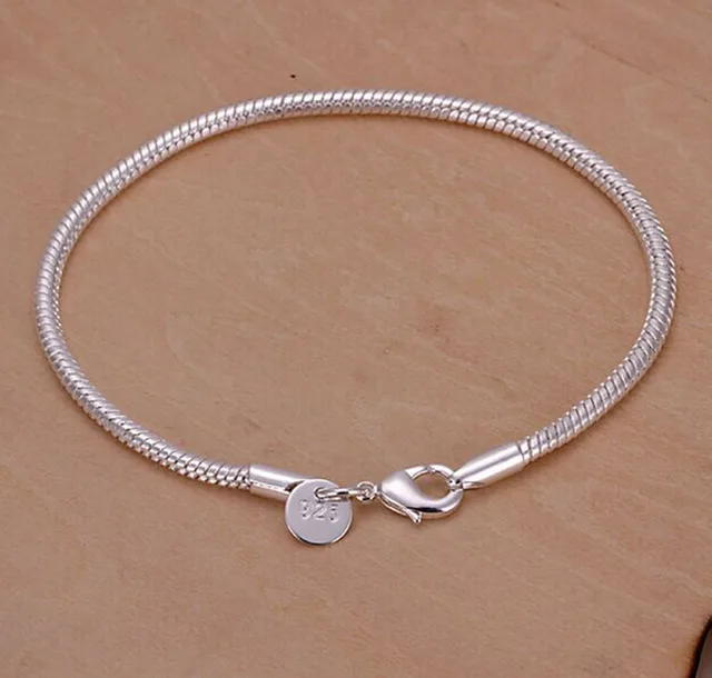 925 High Quality Simple Silver Bracelet Charms Crystal 925 High Quality Simple Silver Bracelet Charms Crystal Femme Chain Bracelets For Women Jewelry